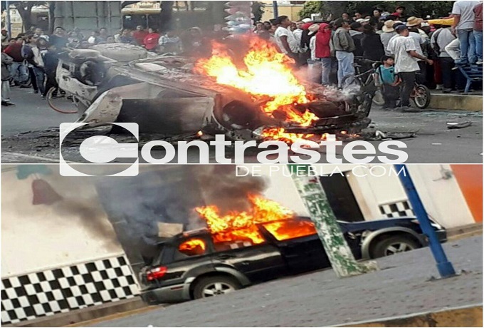 pobladores queman autos