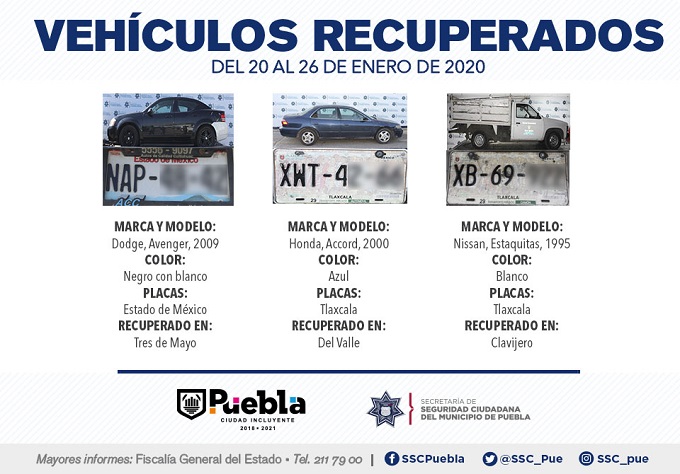  Estos son los siete vehículos recuperados con reporte de robo por la SSC -  PUEBLAROJA.MX