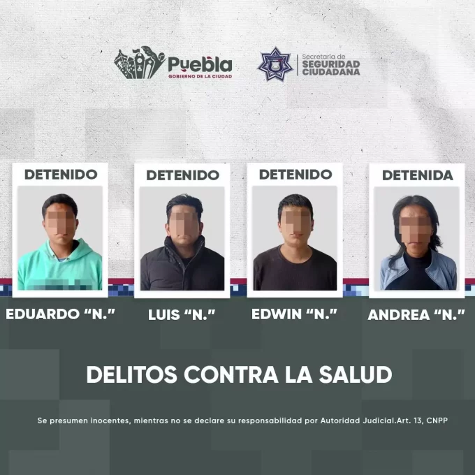 Detiene Policía de la Ciudad a cuatro personas por delitos contra la salud