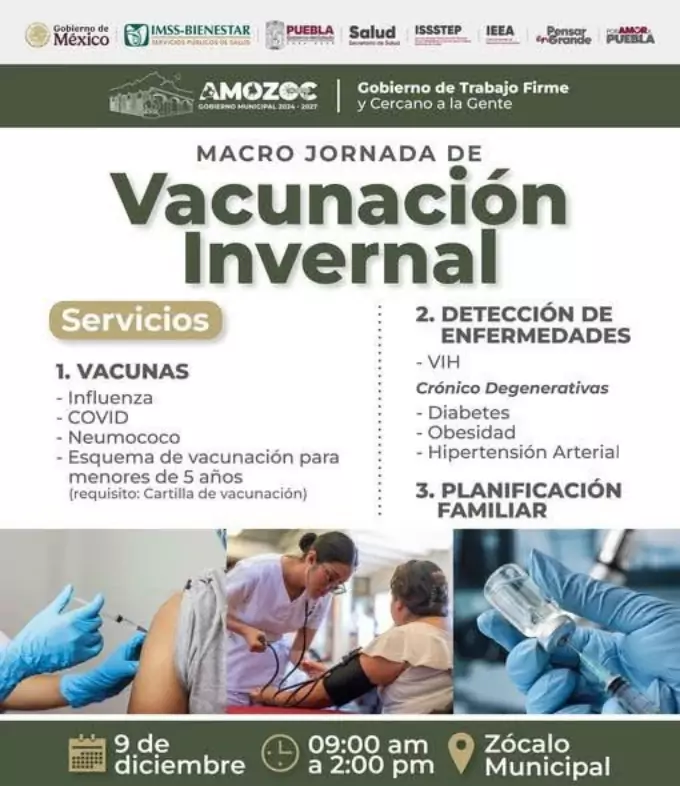 Amozoc invita a participar en la Macro Jornada de Vacunación Invernal