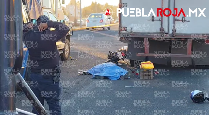 Motociclista muere al estrellarse contra tráiler estacionado en la federal México–Puebla