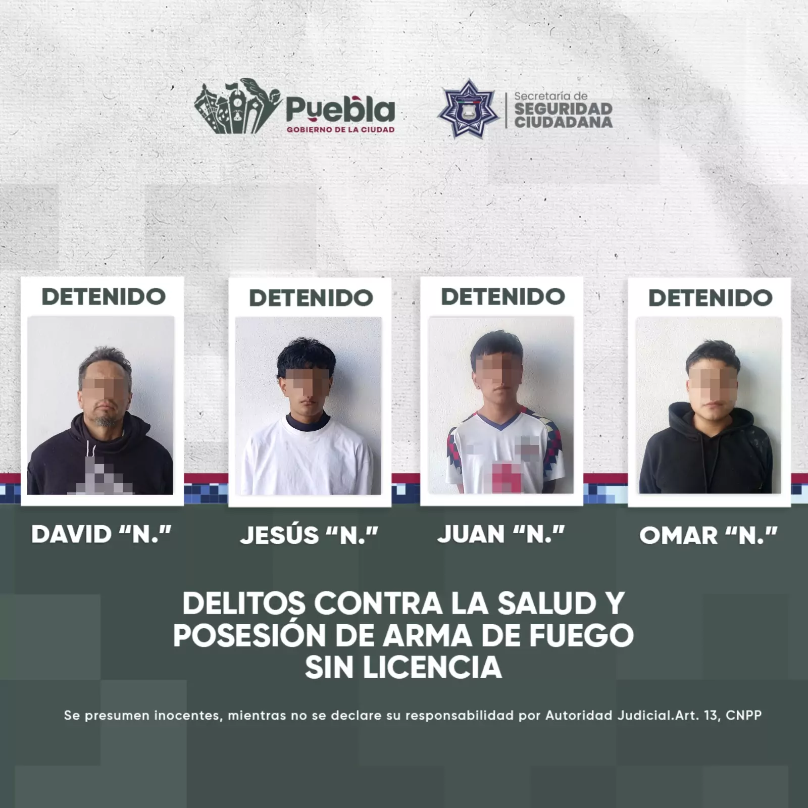 Detiene SSC a cuatro sujetos por robo a transeúnte y portación ilegal de arma de fuego