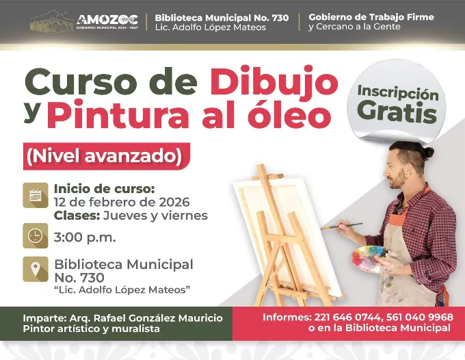 El Gobierno Municipal de Amozoc impulsa el desarrollo artístico con curso avanzado de dibujo y pintura al óleo