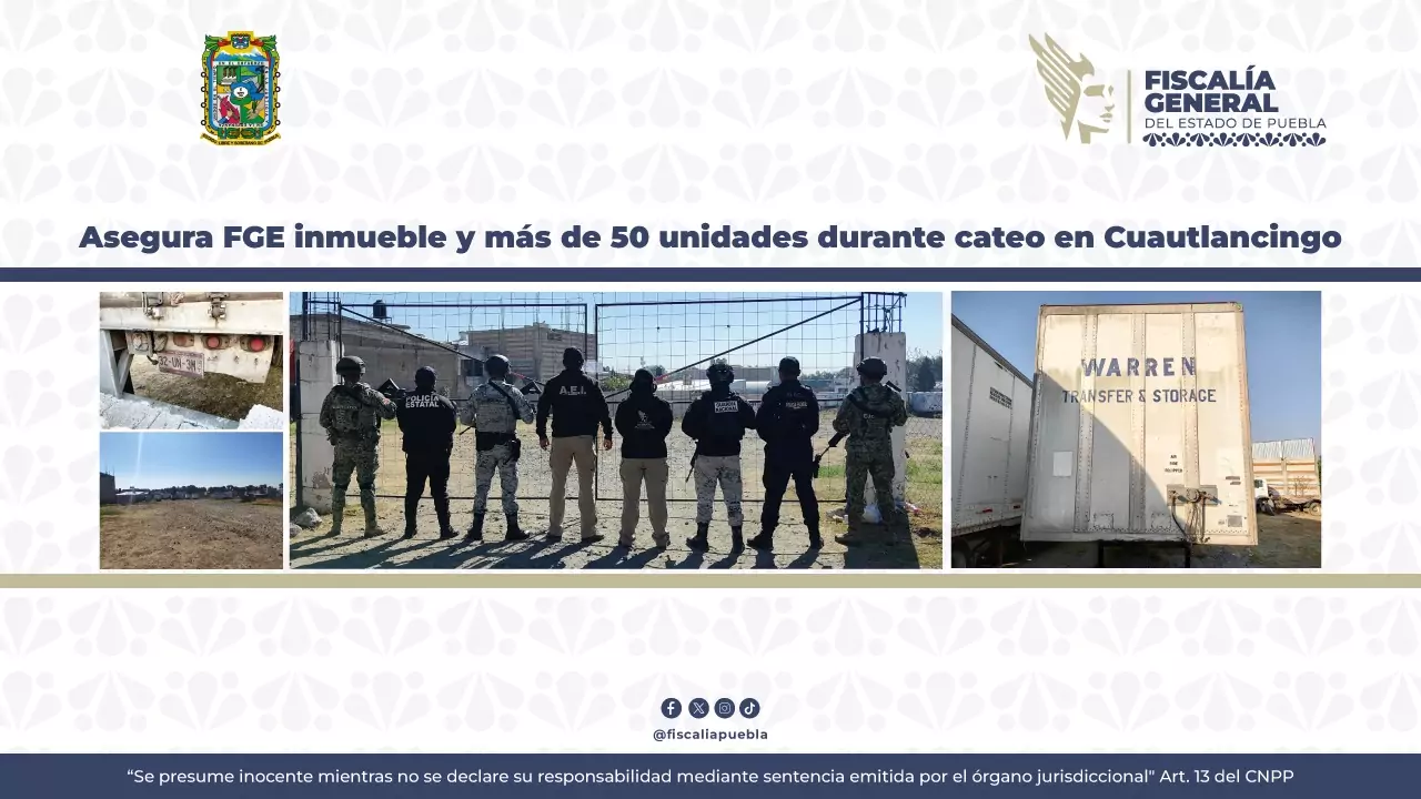 FGE catea inmueble en Sanctorum y asegura más de 50 vehículos