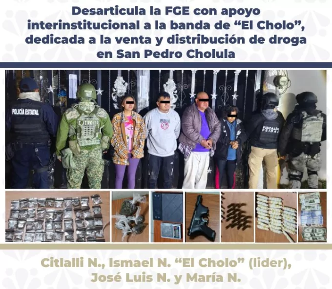 Desmantelan banda de “El Cholo” en San Pedro Cholula