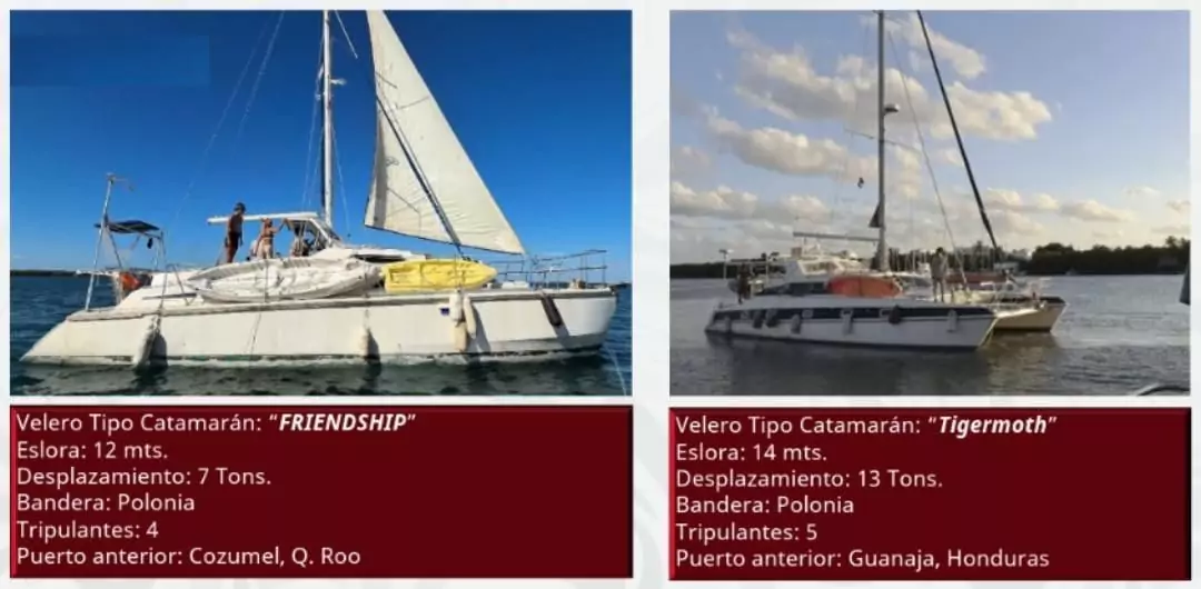 La Secretaría de Marina informa la localización de dos embarcaciones tipo catamarán en el Caribe
