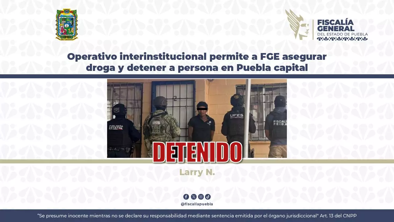 Cae presunto narcomenudista con drogas tras cateo de la FGE en Puebla