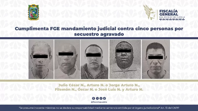 Cumplimenta FGE mandamientos judiciales contra cinco personas por secuestro agravado