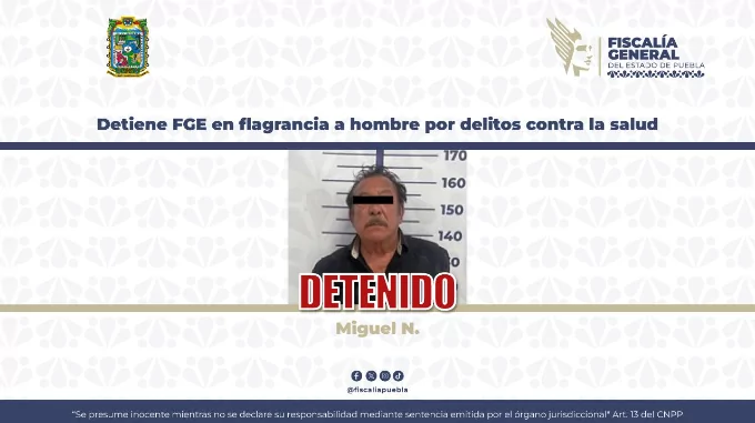 Detiene FGE en flagrancia a hombre por delitos contra la salud
