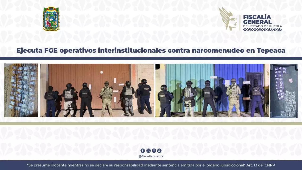 FGE desmantela dos puntos de narcomenudeo y asegura 97 dosis de cristal en Tepeaca