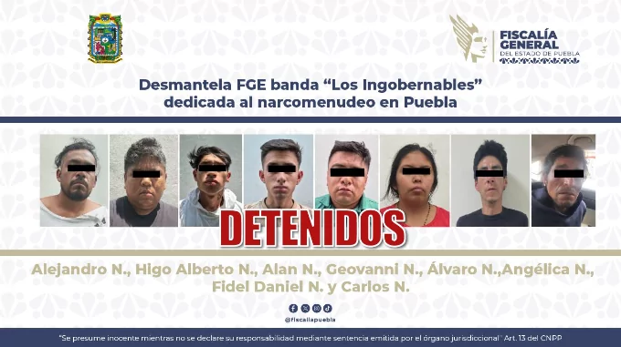 Desmantela FGE banda “Los Ingobernables” dedicada al narcomenudeo en Puebla