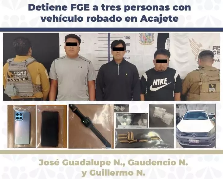 FGE captura a tres hombres tras rastrear celular de víctima secuestrada en Acajete