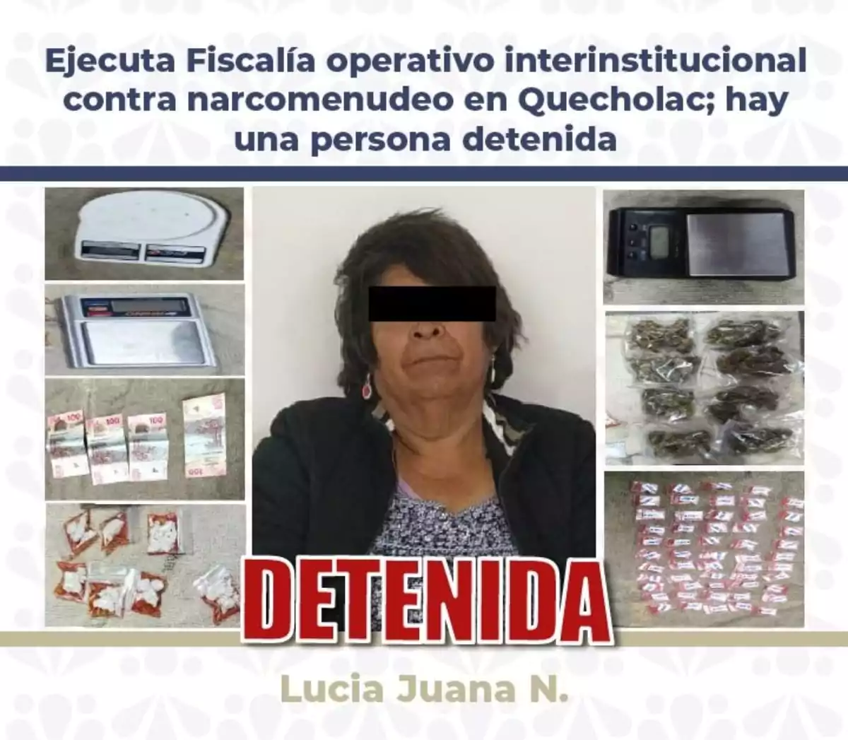 FGE irrumpe en punto de venta de drogas en Quecholac; hay una mujer detenida
