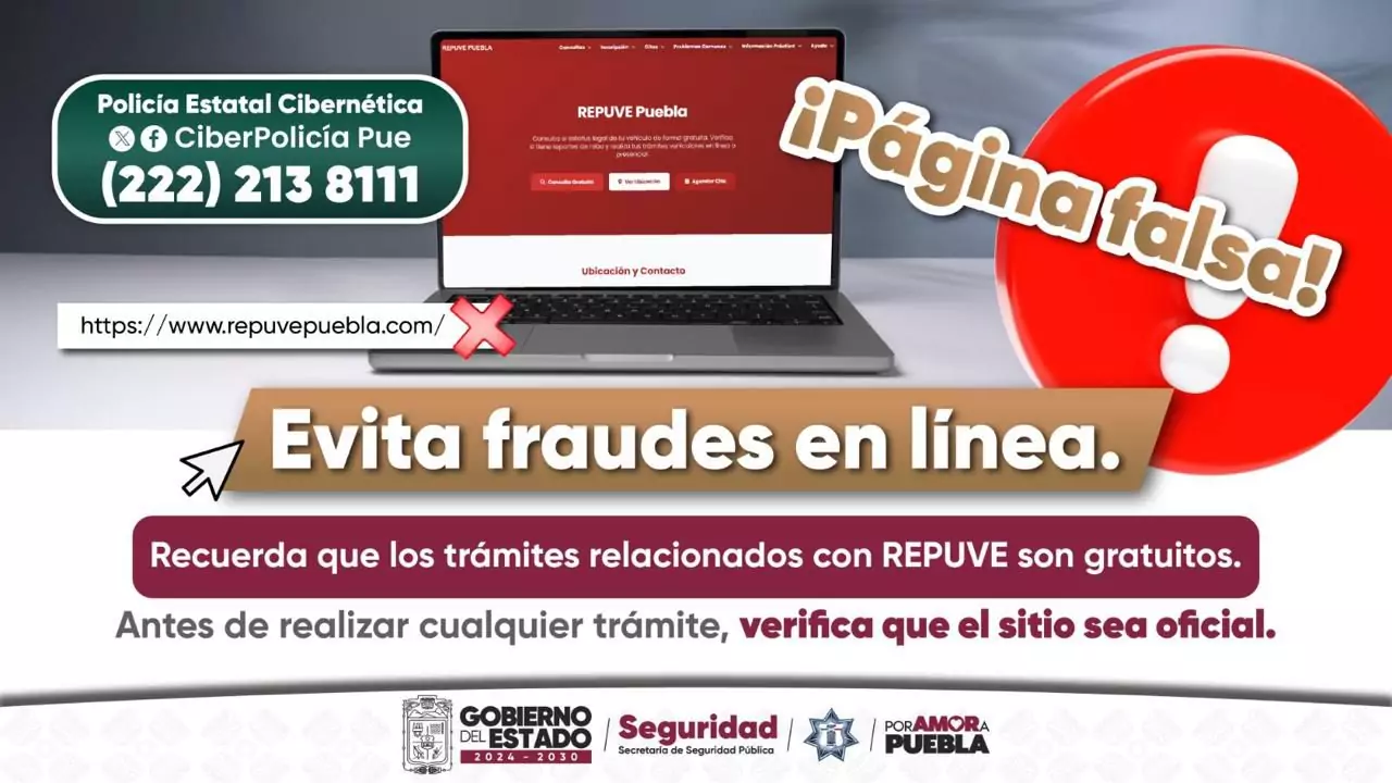 SSP alerta por página falsa del REPUVE que busca defraudar a usuarios