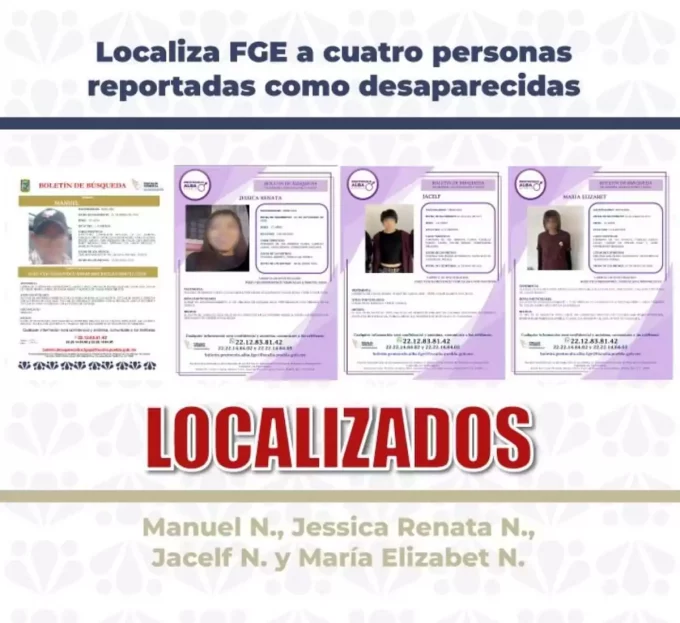 Localizan sanas y salvas a cuatro personas reportadas como desaparecidas en Puebla