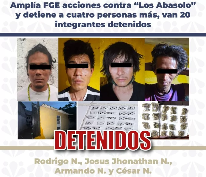 Amplía FGE acciones contra “Los Abasolo” y detiene a cuatro personas más, van 20 integrantes detenidos