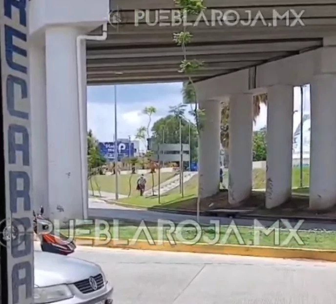 Pasajeros y vecinos persiguen a presuntos asaltantes de transporte público; uno termina sometido tras balacera en Amalucan