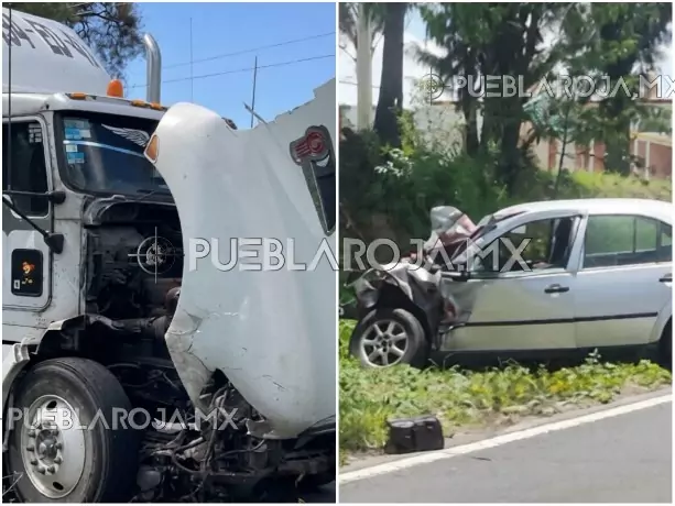 Choque frontal entre tráiler y Jetta cobra una vida en la federal México-Puebla