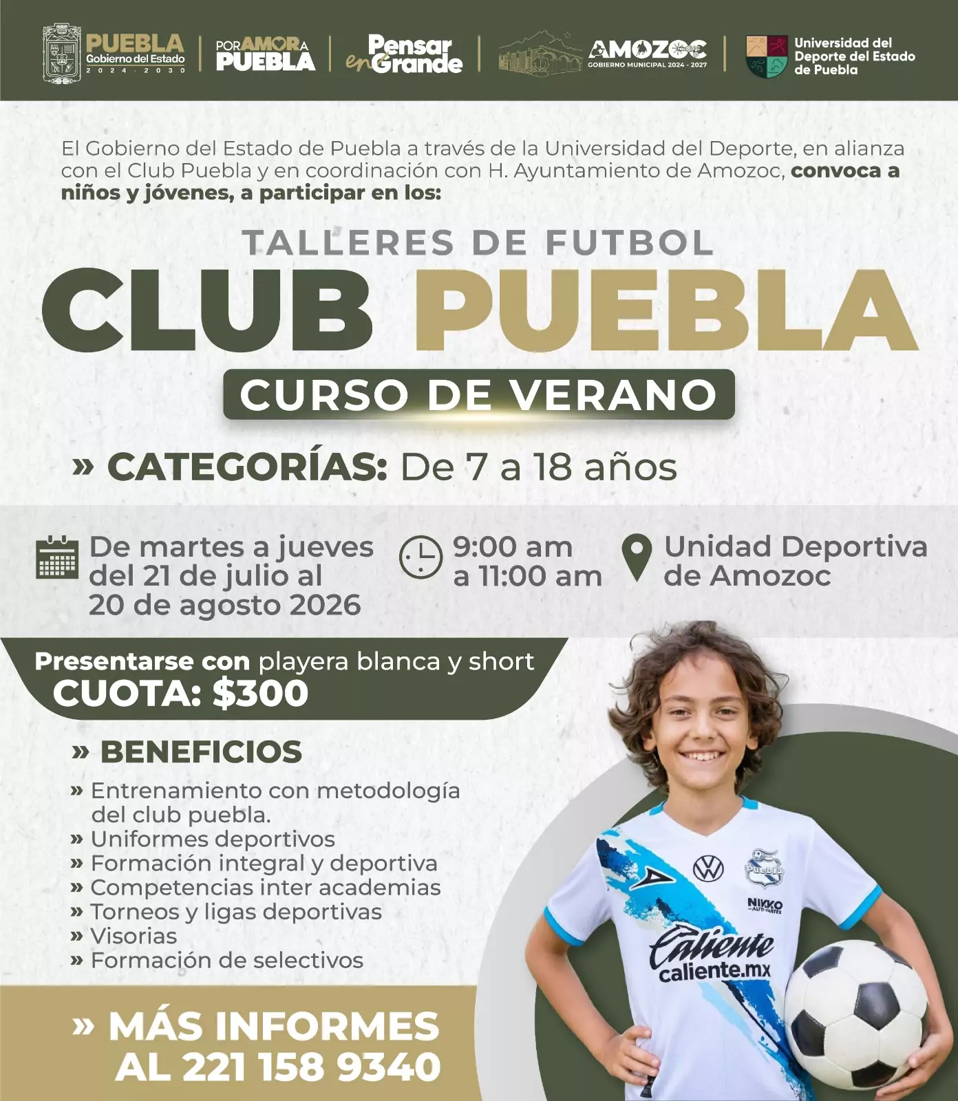 Amozoc abre Curso de Verano del Club Puebla para niñas, niños y jóvenes