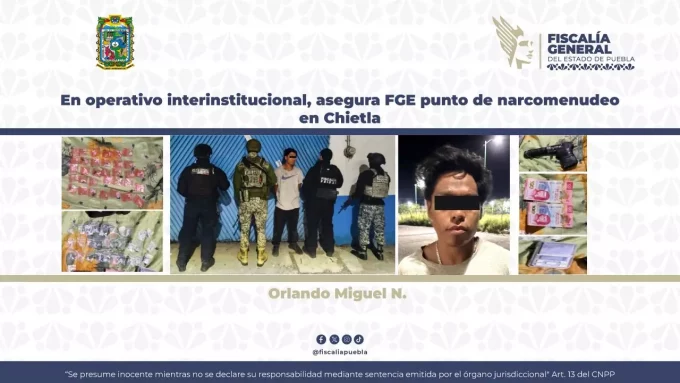 En operativo interinstitucional, asegura FGE punto de narcomenudeo en Chietla