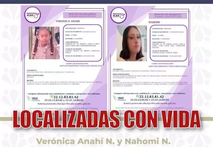Tras búsqueda, FGE encuentra con vida a una niña de 8 años y una adolescente de 16 años