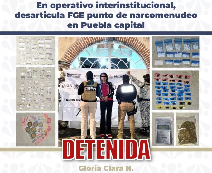 En operativo interinstitucional, desarticula FGE punto de narcomenudeo en Puebla capital