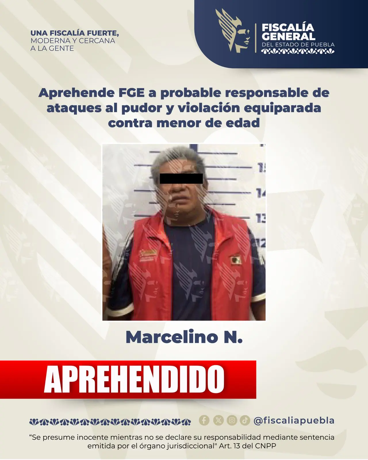 Aprehenden a hombre acusado de abuso sexual contra una niña en Puebla