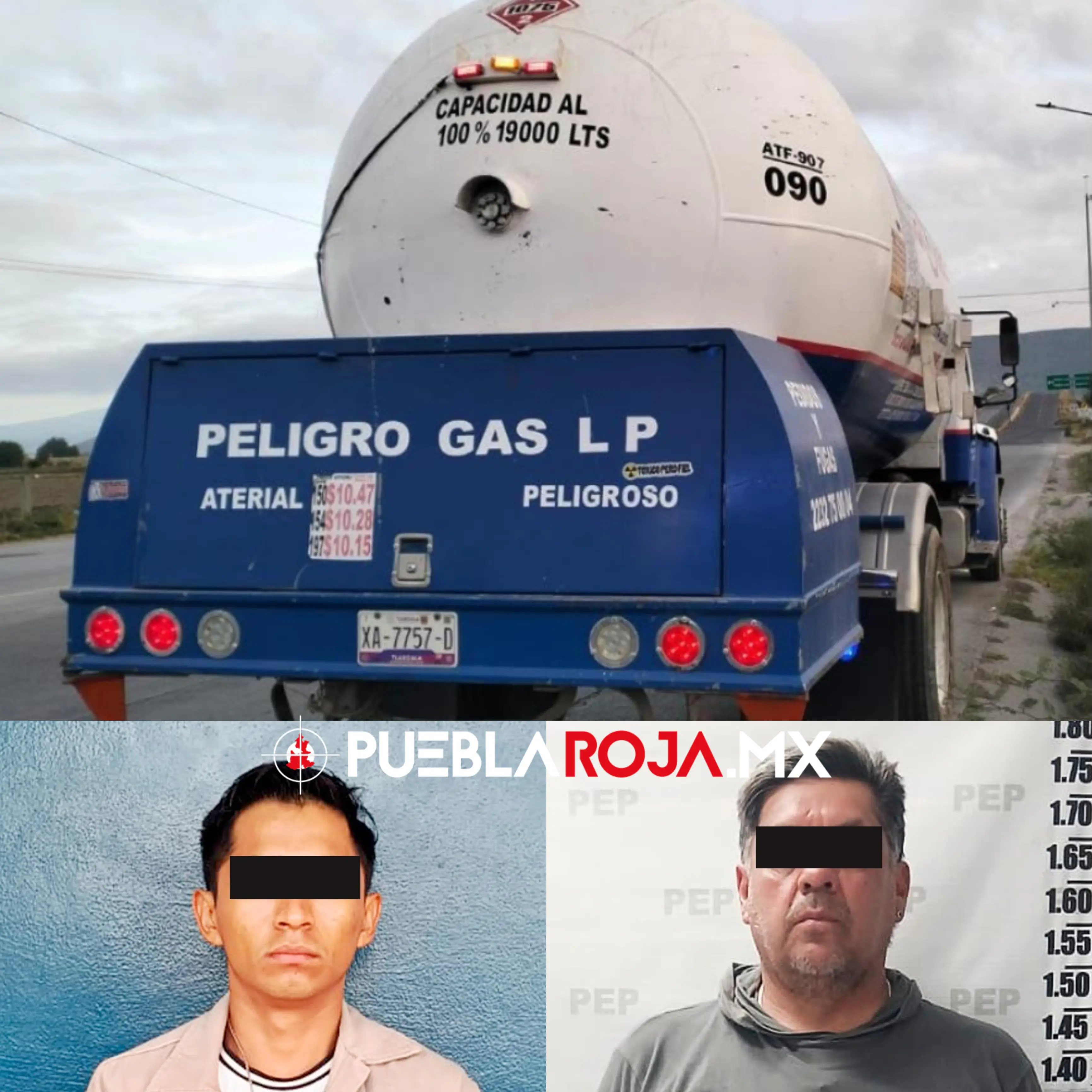 Aseguran casi 28 mil litros de gas LP y detienen a dos hombres en Tepeaca