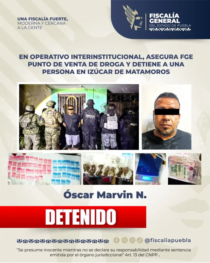 Catean punto de venta de droga y detienen a una persona en Izúcar