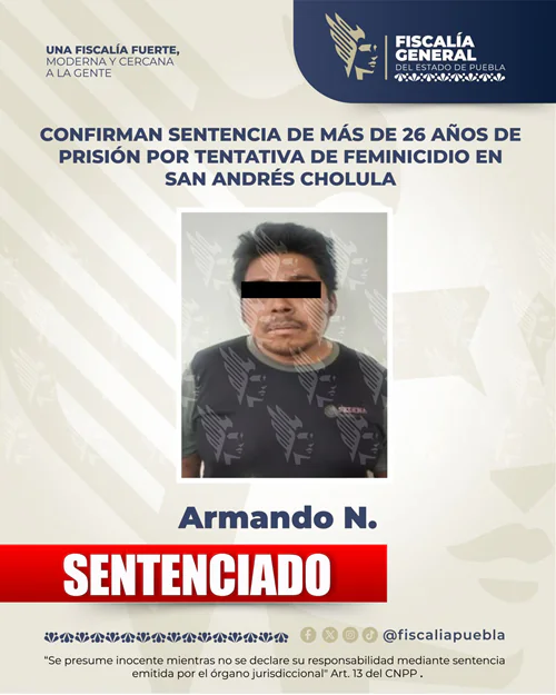 FGE detiene a Armando por tentativa de feminicidio en San Andrés Cholula