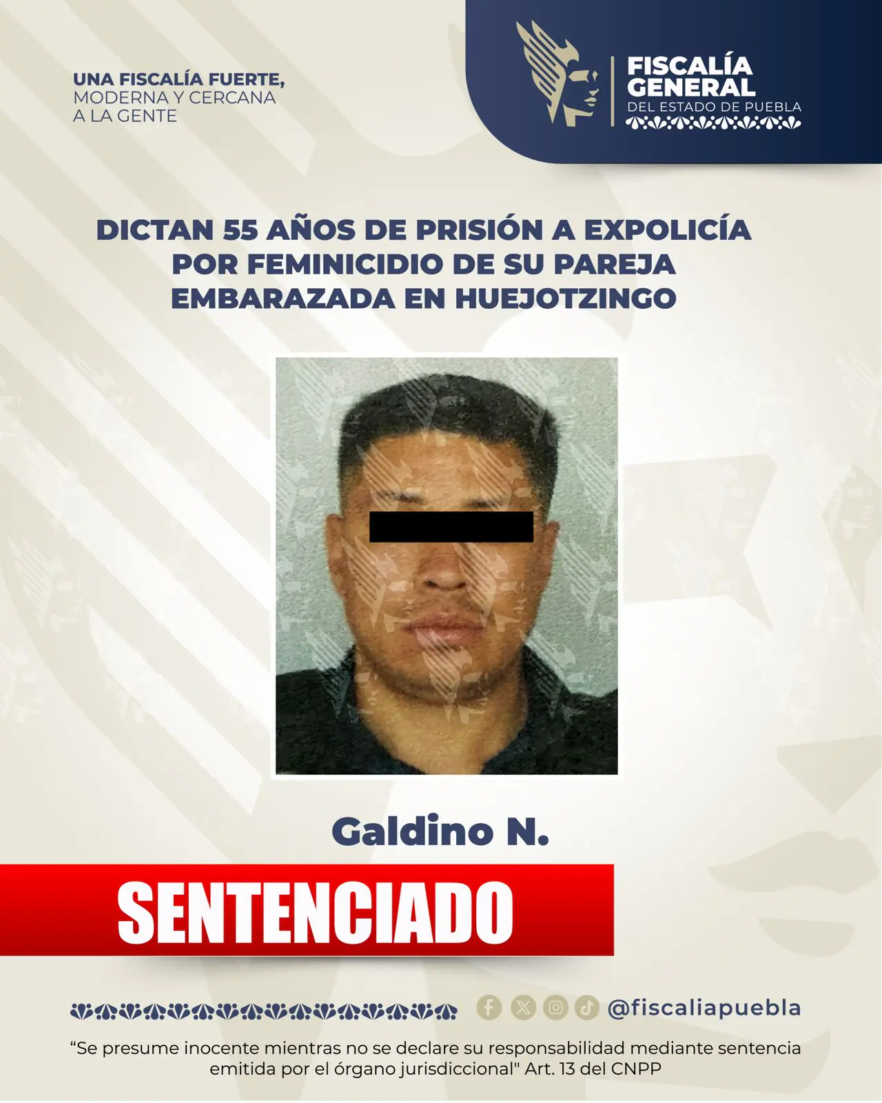 Condenan a 55 años de cárcel a expolicía por asesinar a su pareja embarazada en Huejotzingo
