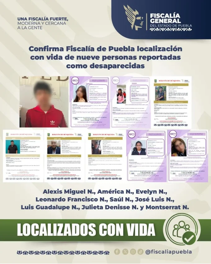 Localizan con vida a nueve personas reportadas como desaparecidas en Puebla