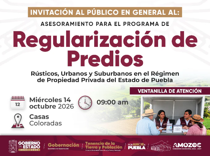 Brindarán asesoría en Amozoc sobre regularización de predios
